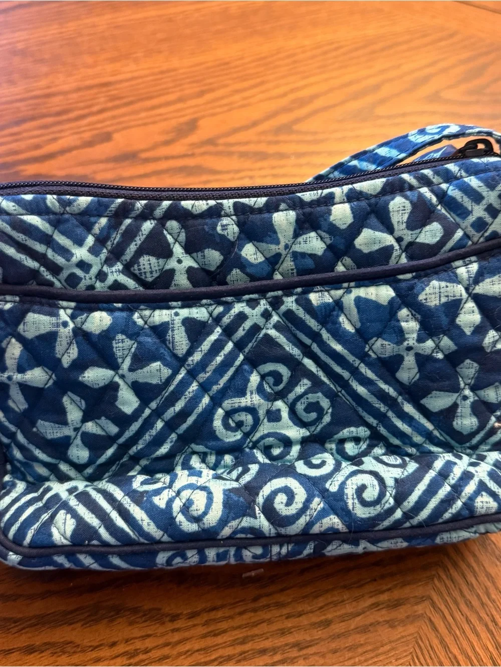 Vera Bradley Little Crossbody Bag Cuban Tiles Blue Quilted Cotton Purse
